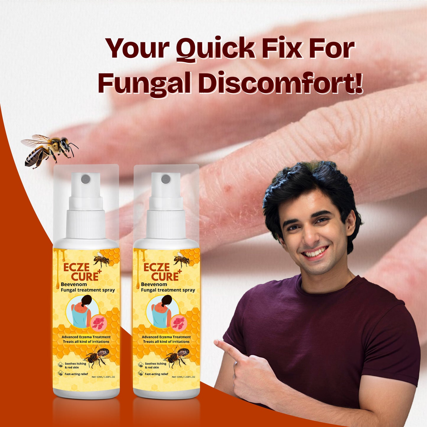 Eczecure+™ Bee Venom Fungal Treatment Spray 🐝✨(Buy 1 Get 1 Free🔥🔥)