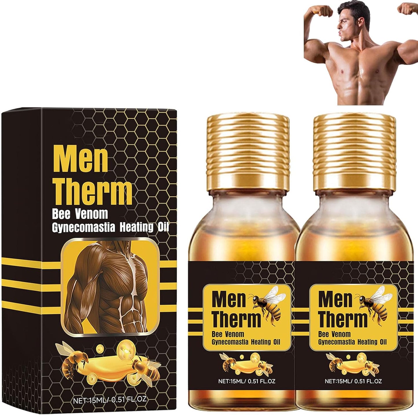 Bee Venom Gynecomastia Heating Oil (Reduce Chest Fat in 30 Days) - Buy 1 Get 1 Free🔥